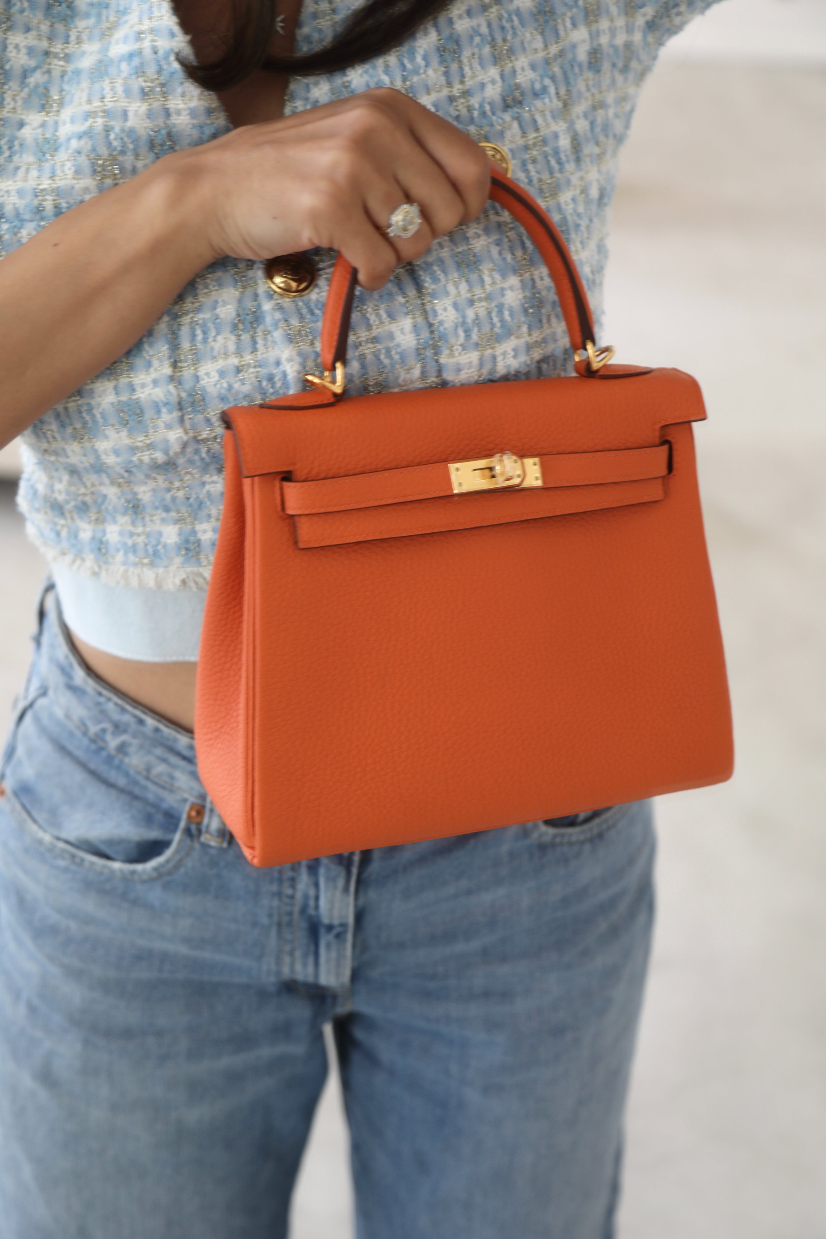 HERMÈS KELLY 25CM ORANGE Togo Leather with Gold Hardware