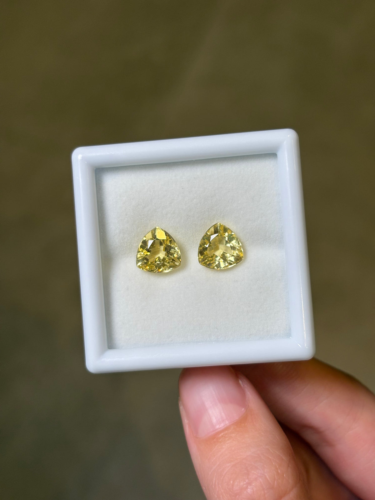 3.40ct Golden Beryl Trillion PAIR THAIC0996