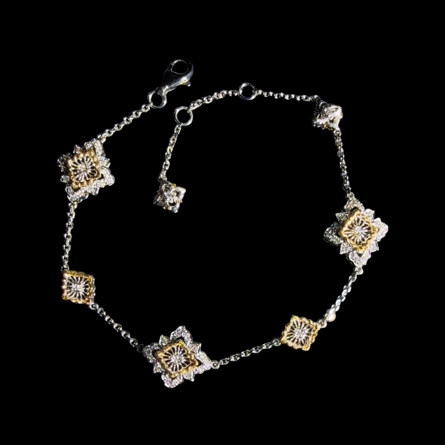 0.202ct Natural White Diamond Buccellati-Style Bracelet set in Platinum
