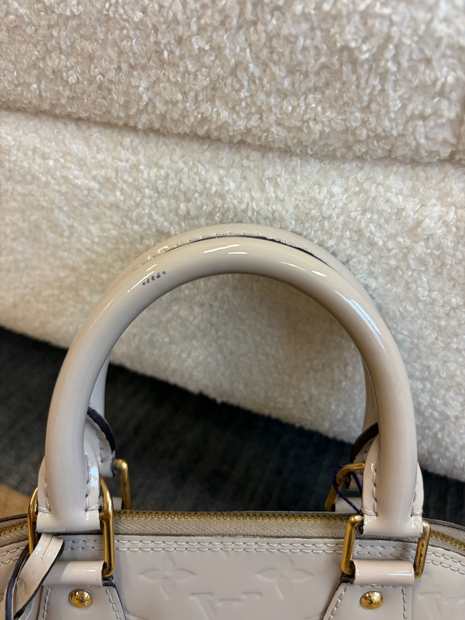 Louis Vuitton Alma BB Grey Patent Leather