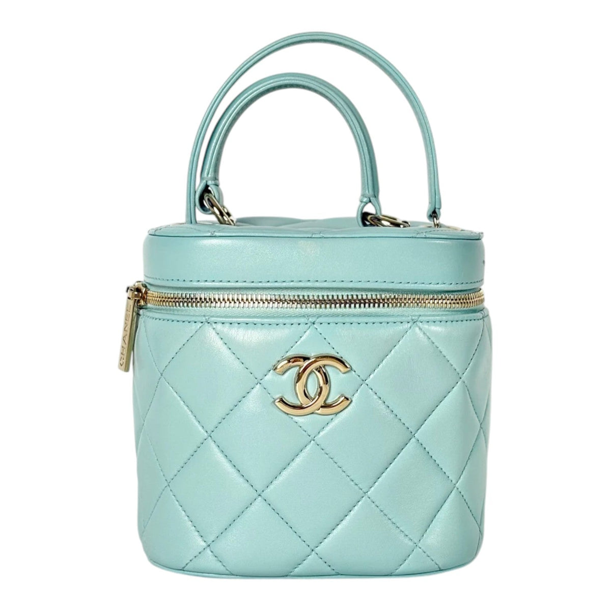 Chanel Blue Trendy CC Vanity Case With Top Handle in Lambskin