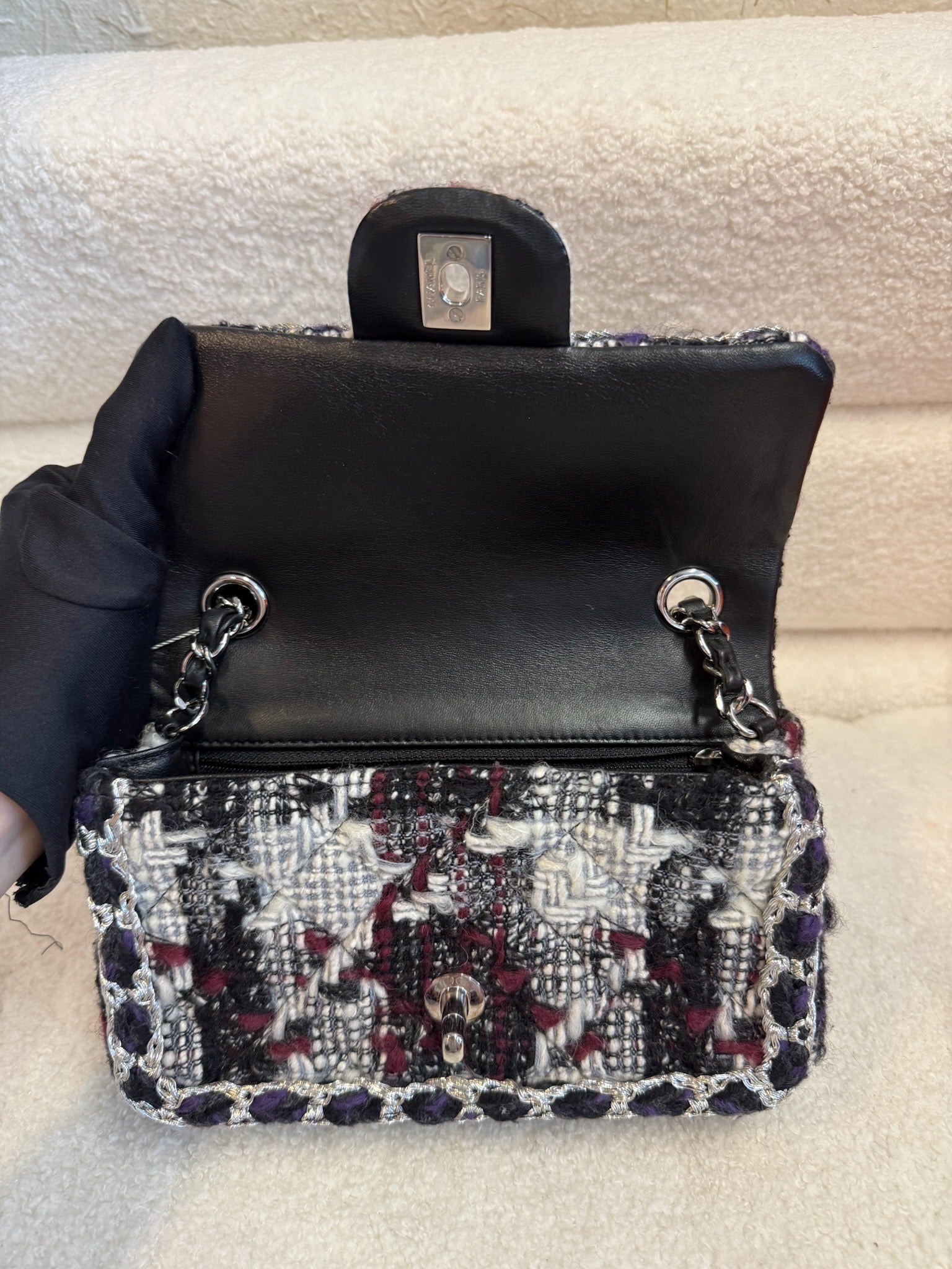 Chanel Mini Classic Flap Bag - Tweed Multicolour image 7