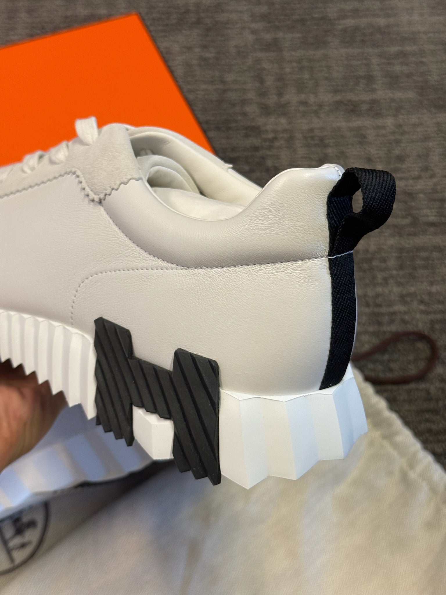 Size 42 - Hermès Bouncing Sneakers - White & Black image 7