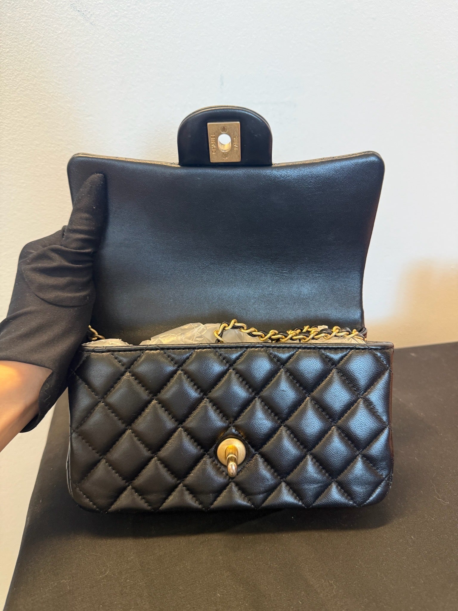 Chanel Mini Top Handle Flap Bag - Black image 7