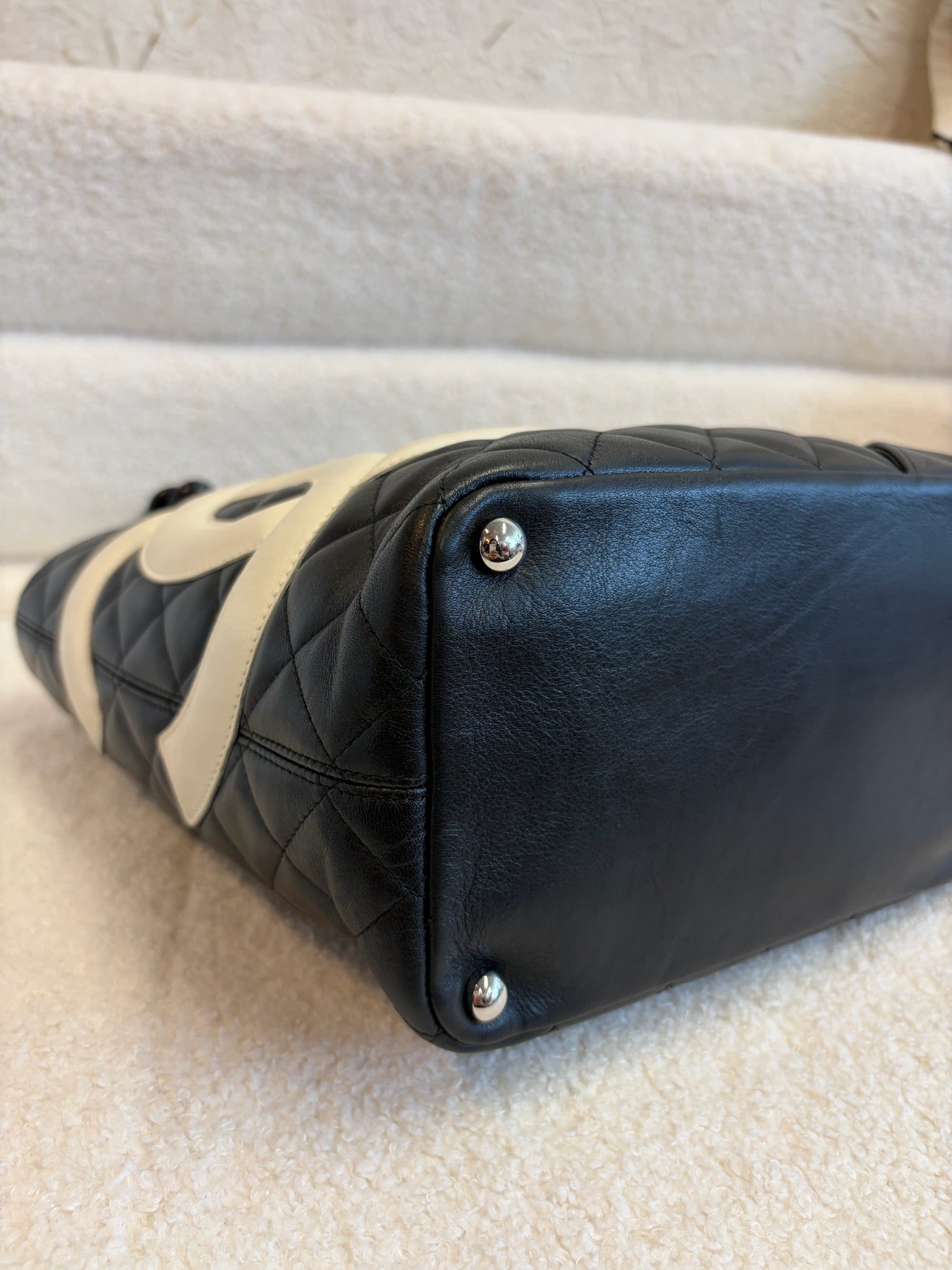 Chanel Cambon Tote Black with White Logo image 7