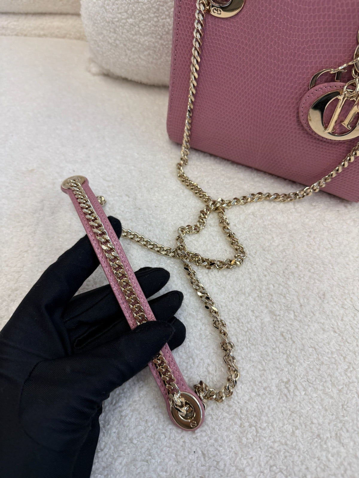 Christian Dior Mini Lady Dior Lizard - Pink Purple image 7