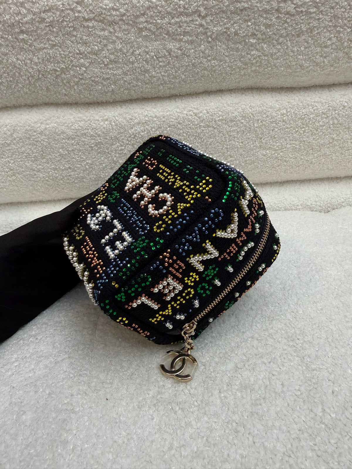 Chanel Mini Embellished Tweed Vanity Case - Black / Multicolor image 7