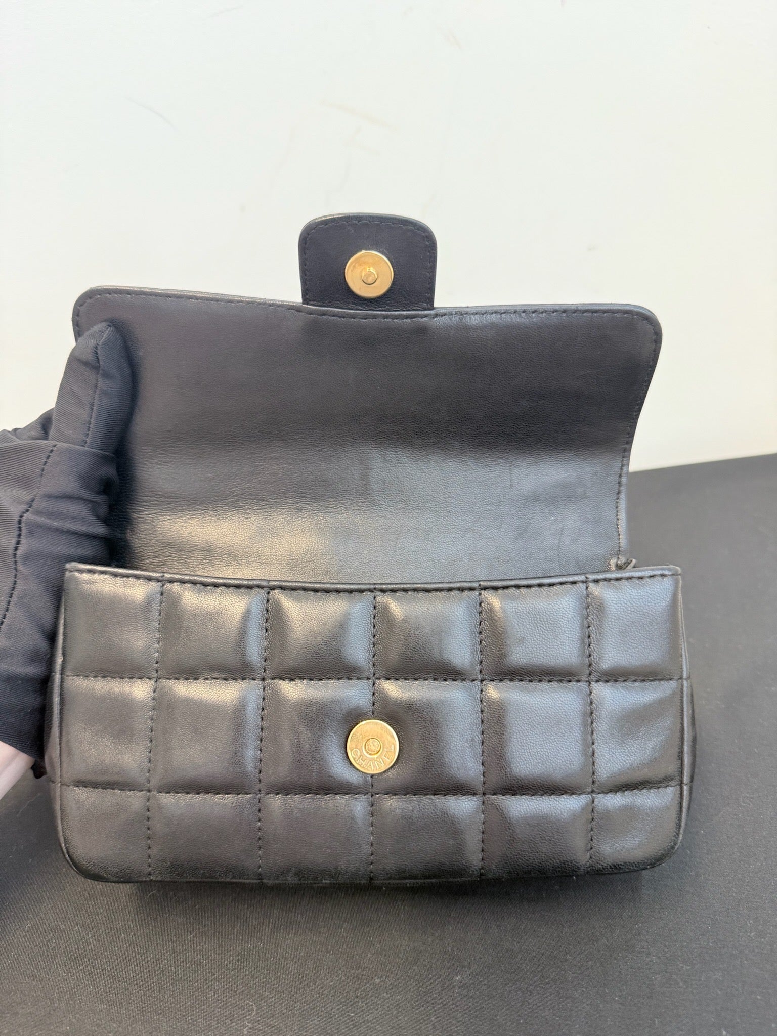 Chanel Black Lambskin Mini Classic Flap Camellia Ice Cube Chain Bag image 7