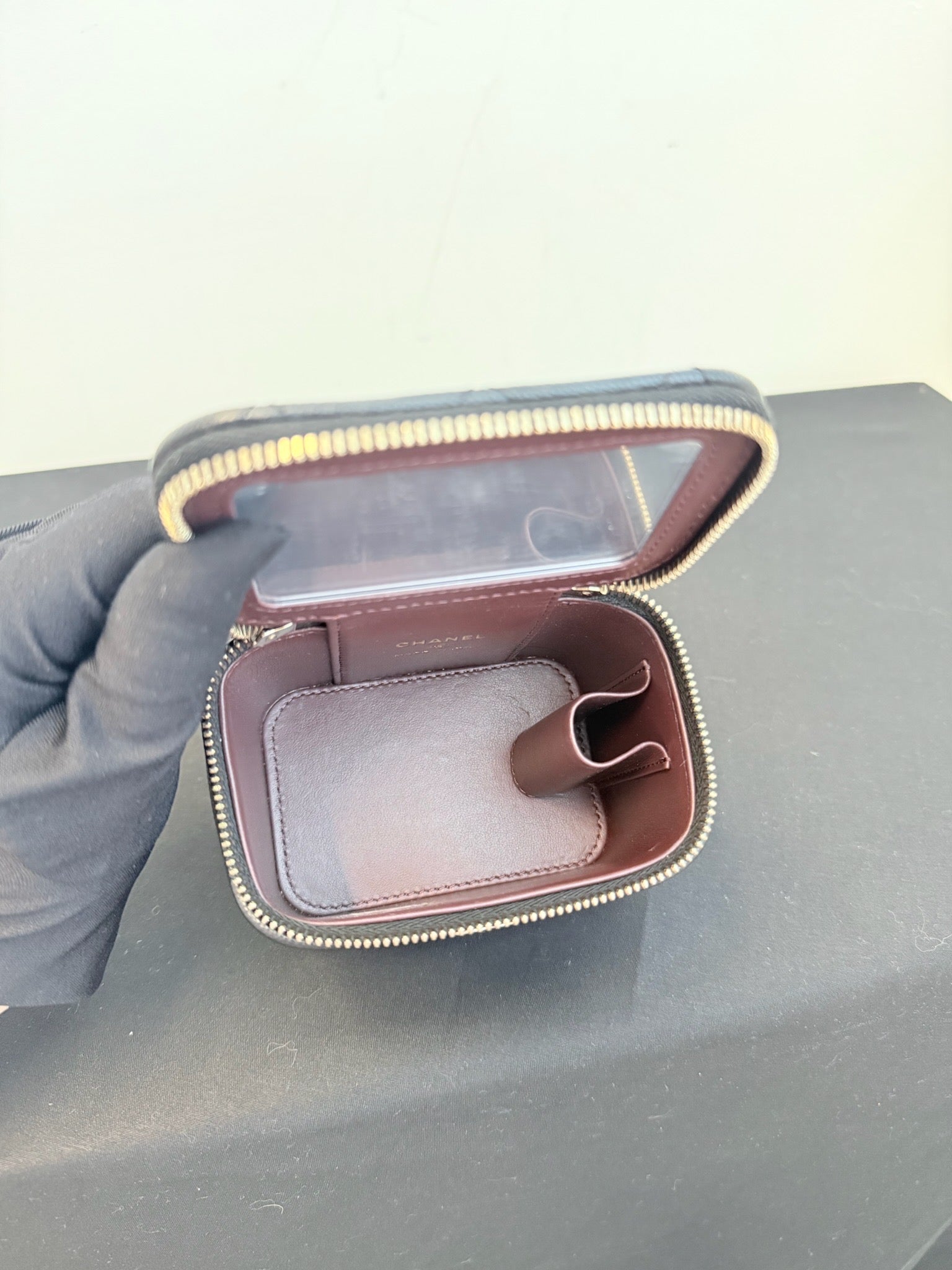 Chanel Black Lambskin Mini Vanity Case with Top Handle image 7