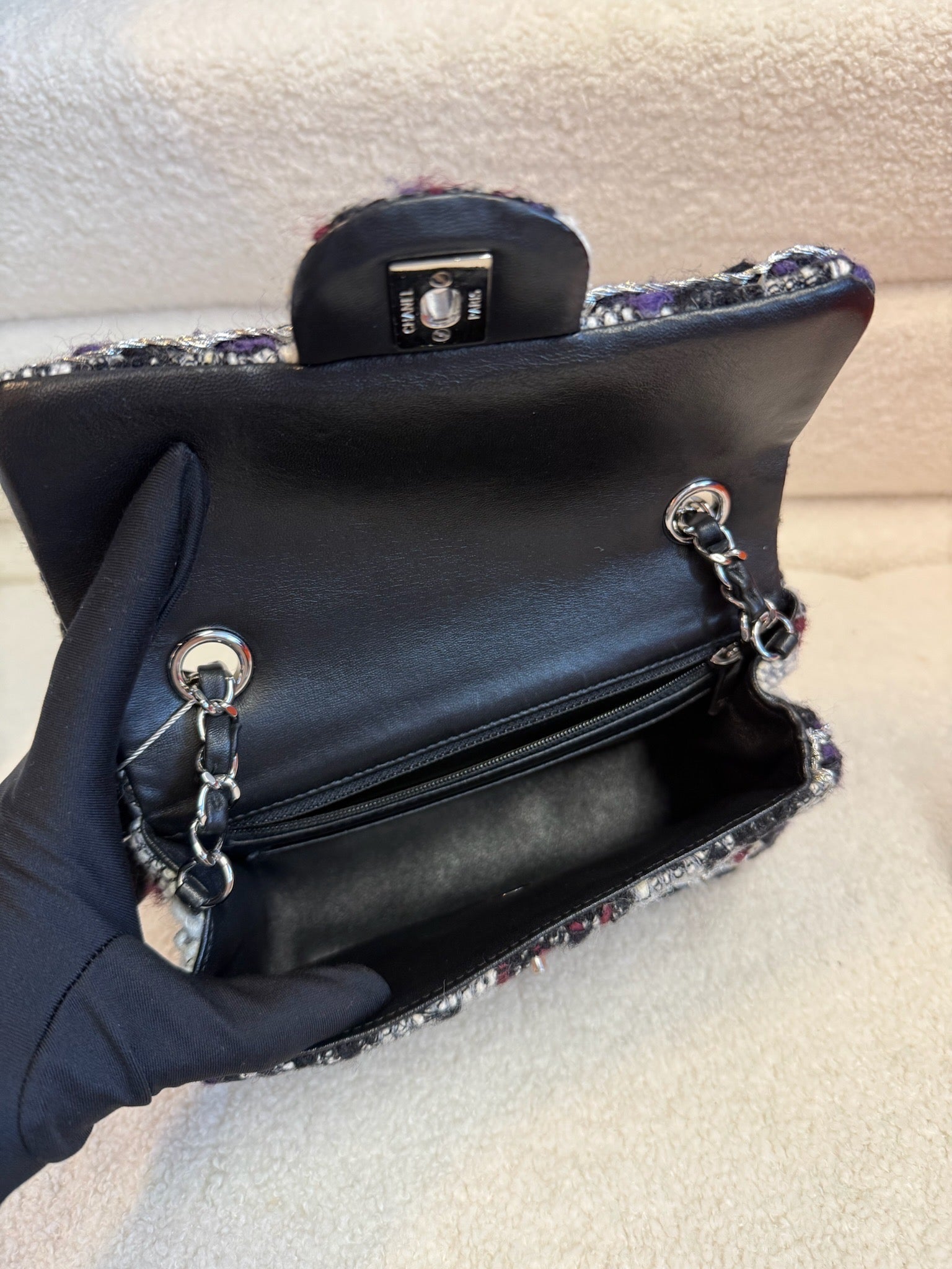 Chanel Mini Classic Flap Bag - Tweed Multicolour image 8