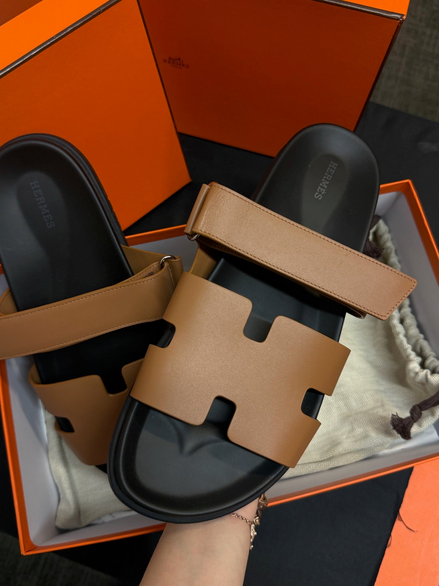 Size EU 46 - Size 46 - Hermès Chypre Sandals - Gold image 8