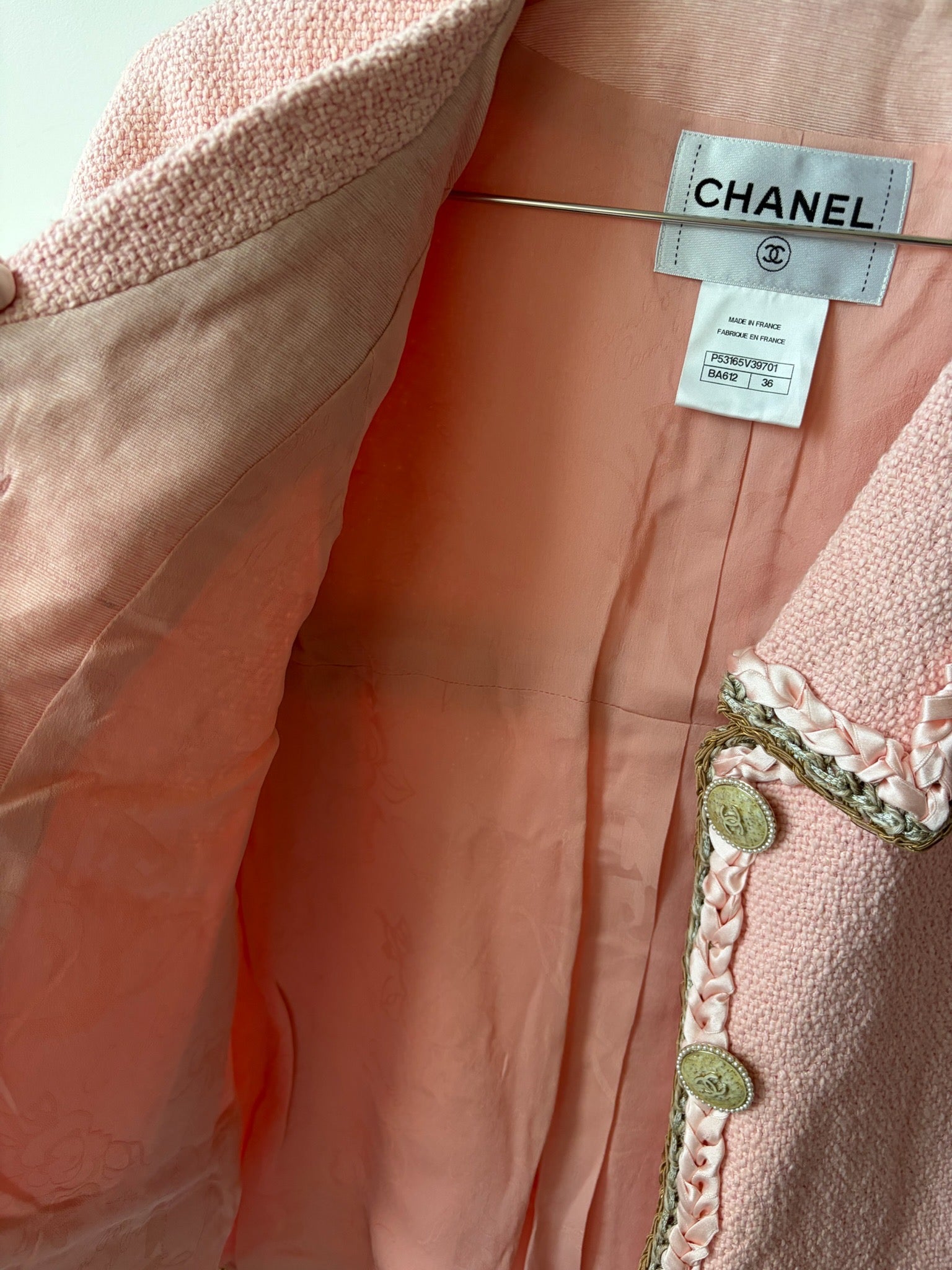Chanel Pink Pearl Trim Jacket image 8