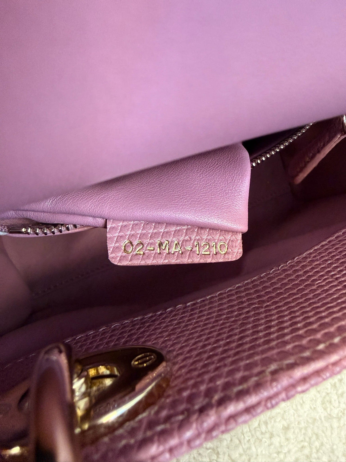 Christian Dior Mini Lady Dior Lizard - Pink Purple image 8