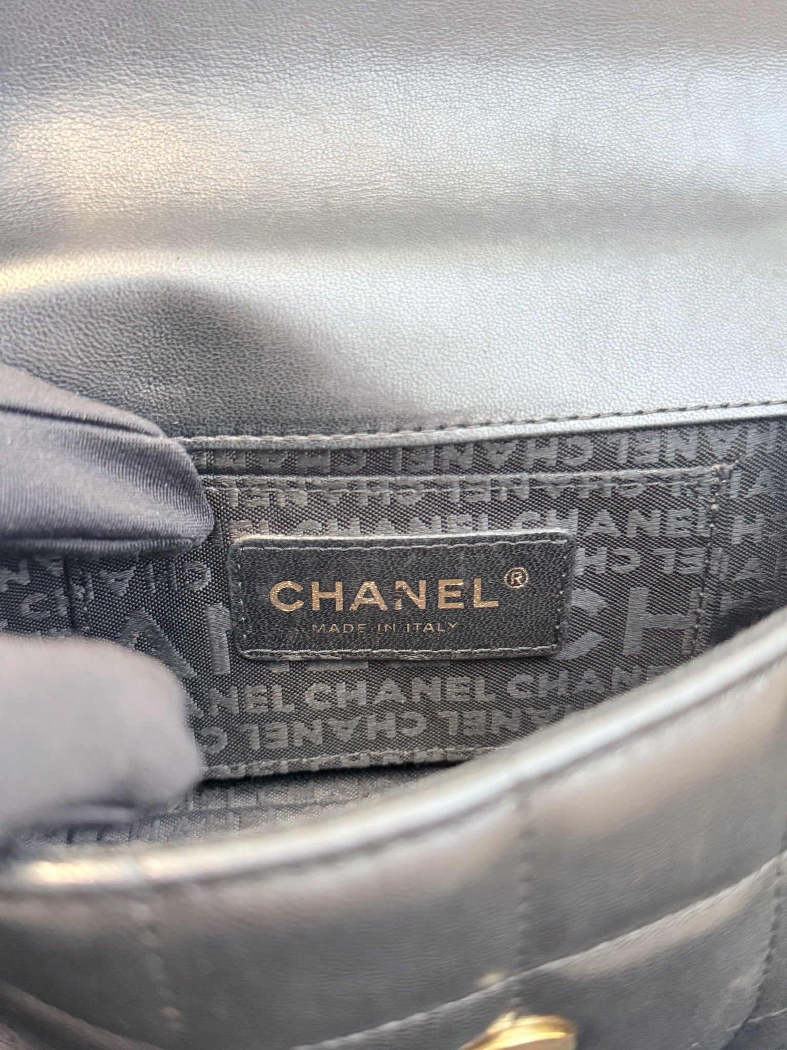 Chanel Black Lambskin Mini Classic Flap Camellia Ice Cube Chain Bag image 8