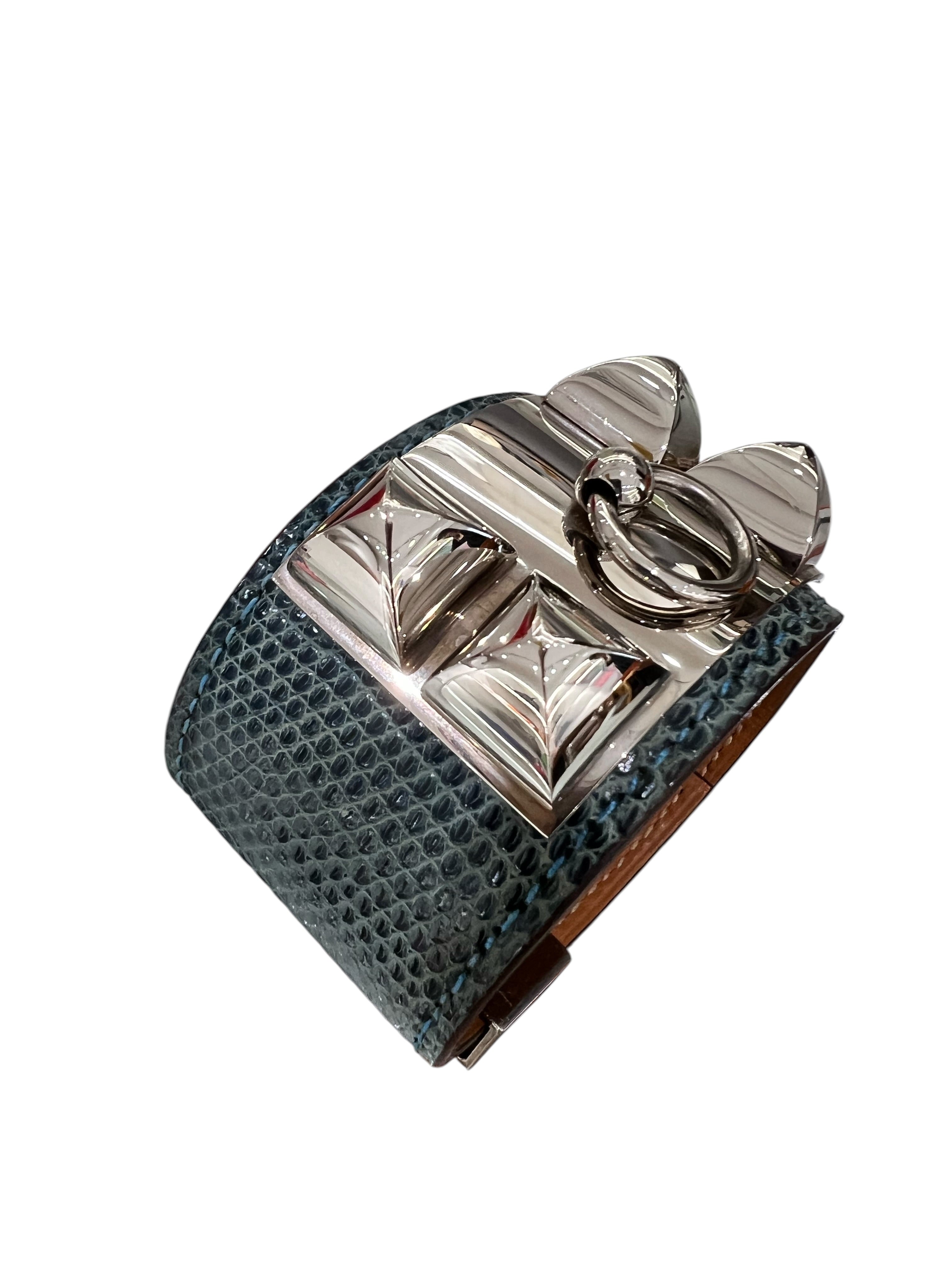 Hermes Blue Izmir Lizard CDC PHW #O Square X4184 - Box, dustbag SYCX4174