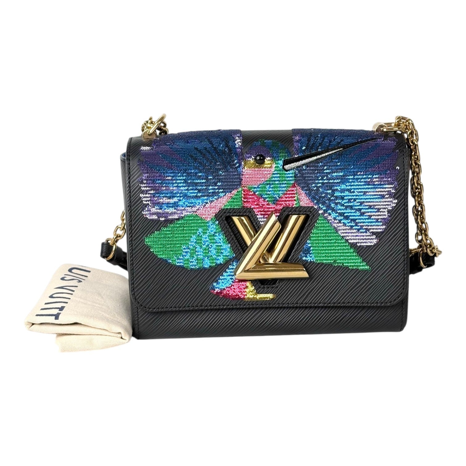 Louis Vuitton Black Twist MM 23cm Bag with Sequins
