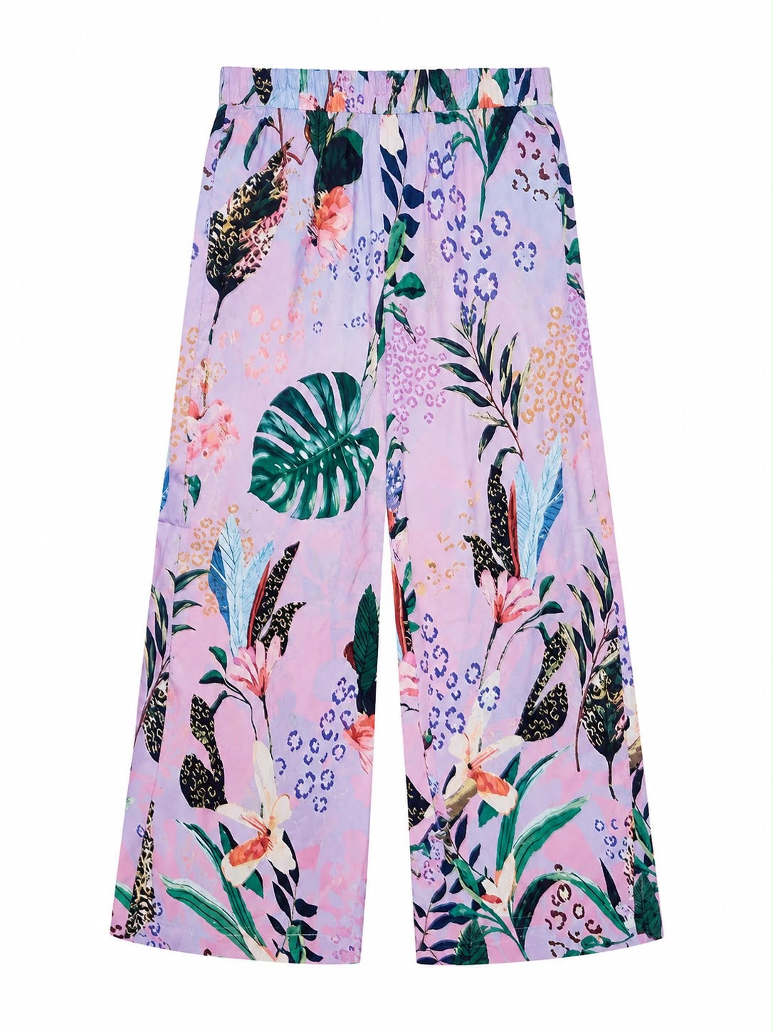 TROUSER SILK CHIFFON LEO PURPLE GRADIENT FLORAL MCL12971