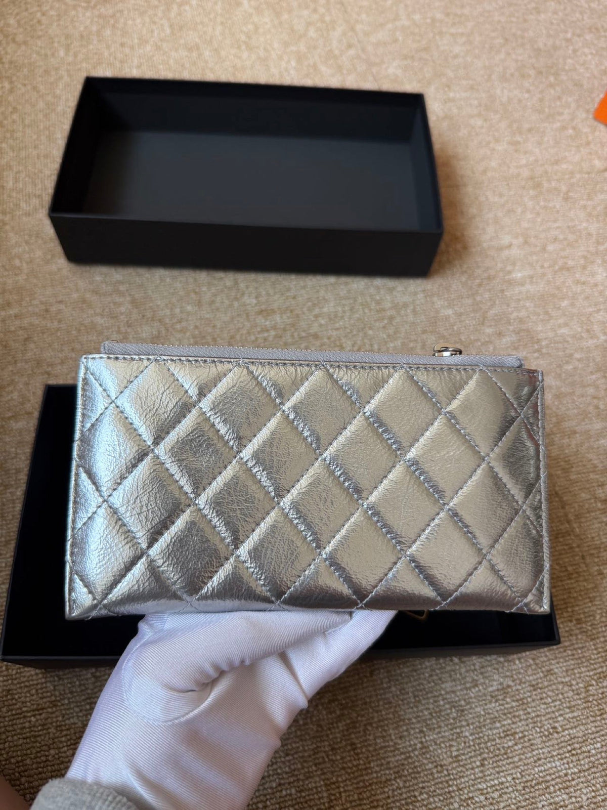 Chanel Quilted Leather Long Wallet - Silver image 9