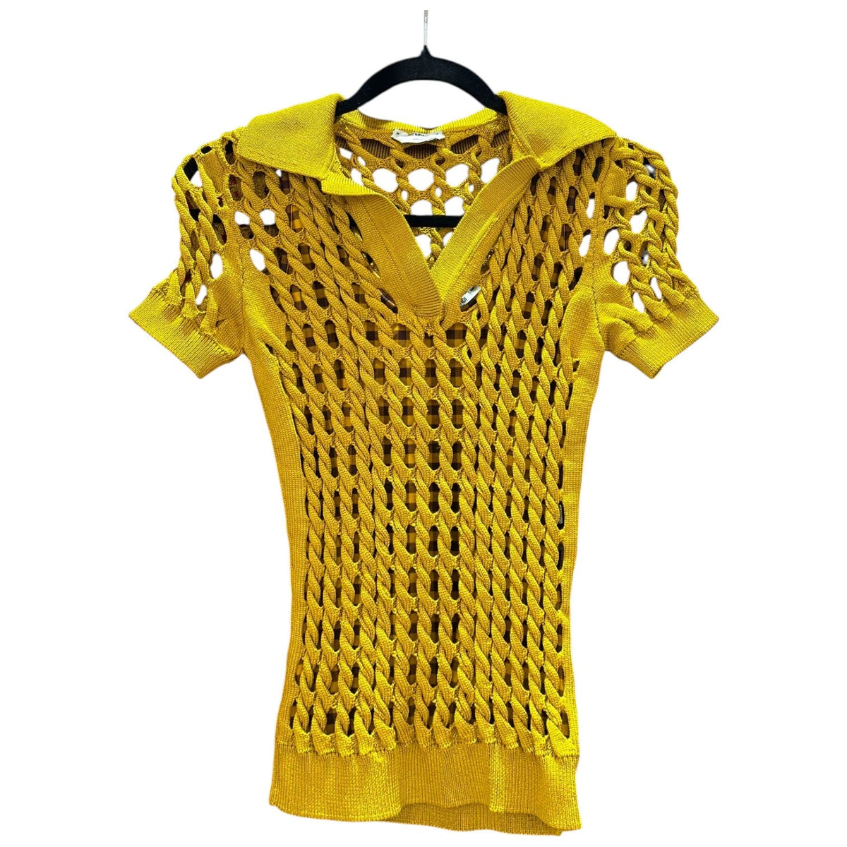Fendi Short-Sleeve Open-Knit Top Yellow 2 Pieces - Size 38/40