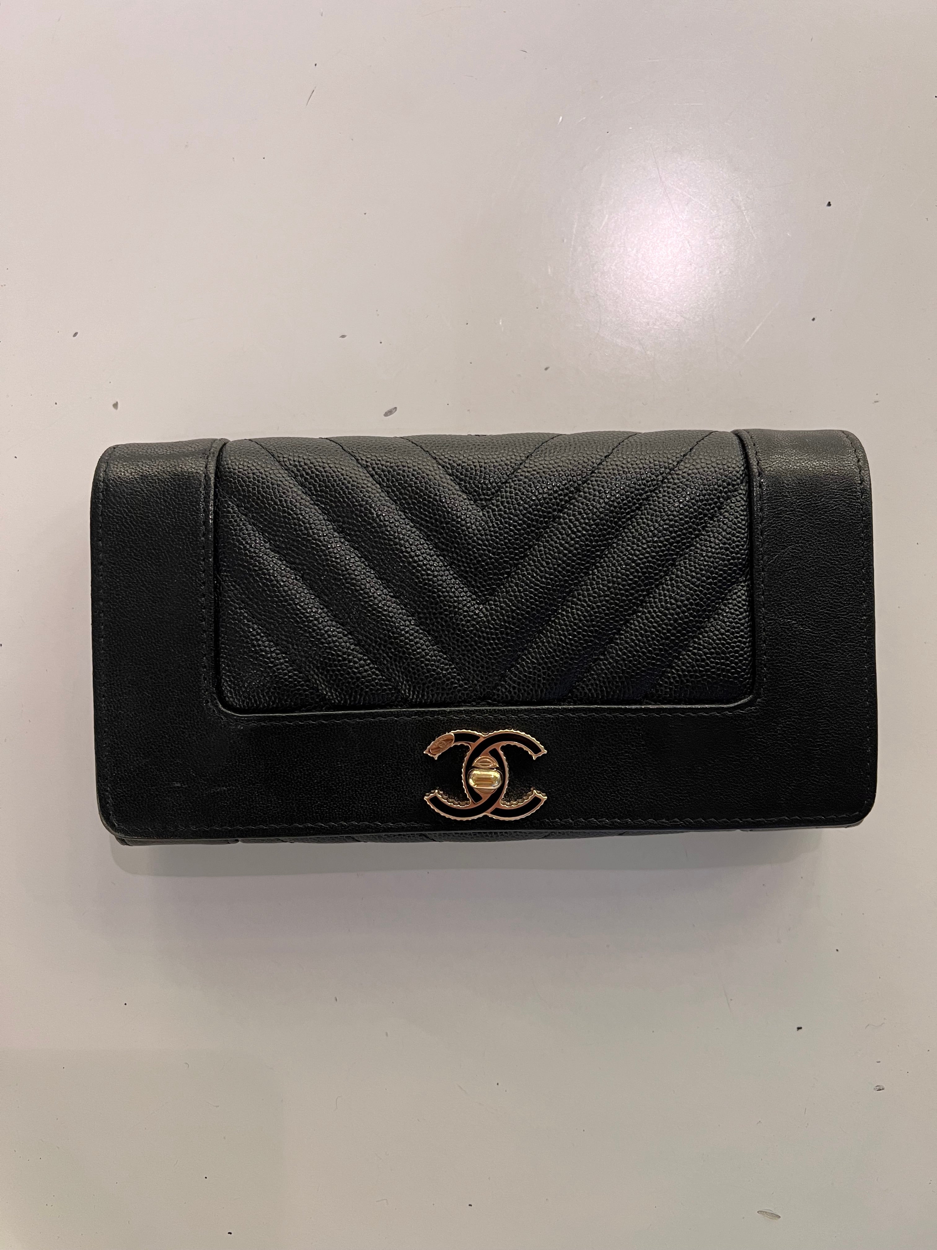 Chanel Mademoiselle Wallet Black in Caviar Leather SYCC115