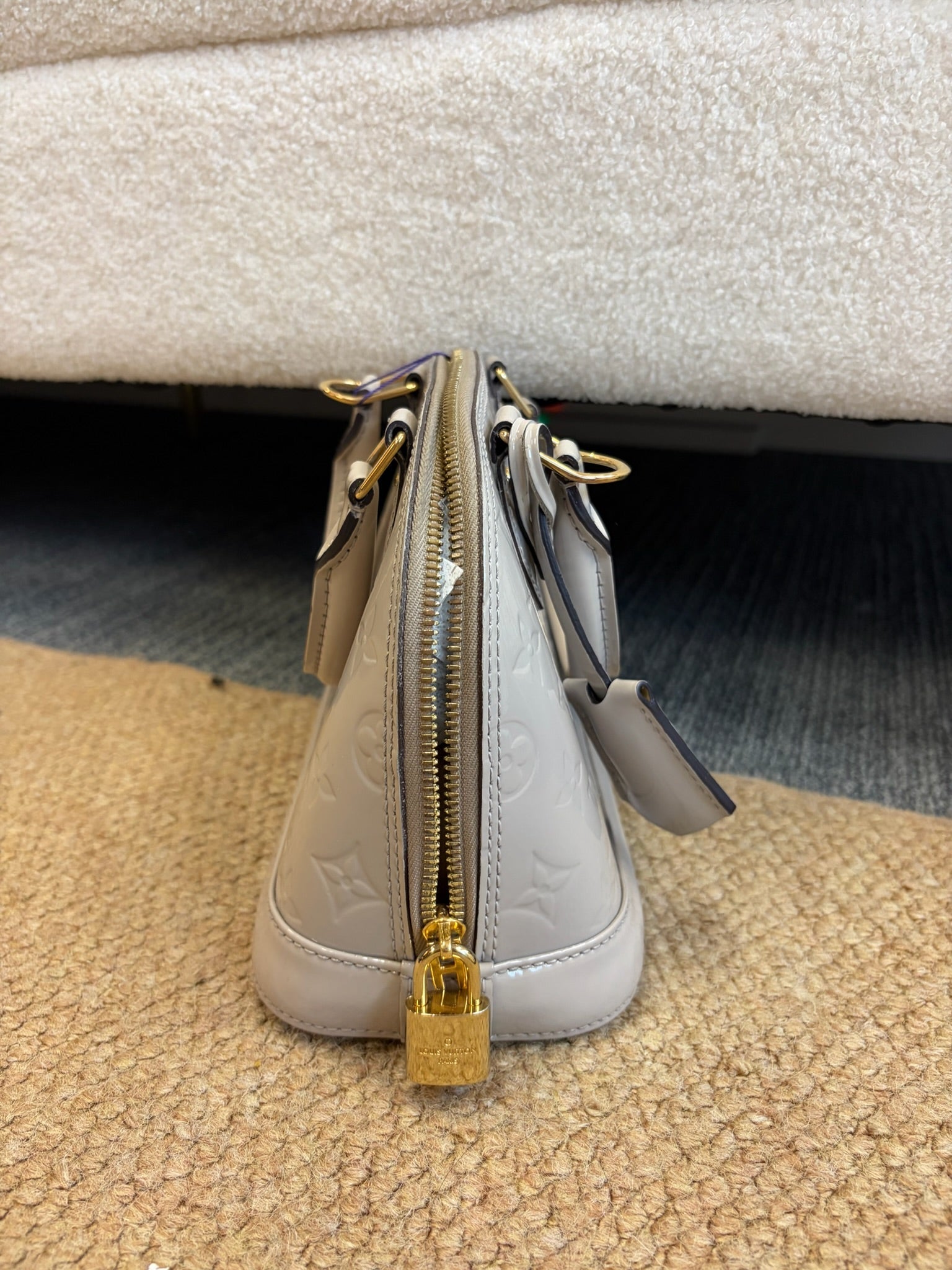 Louis Vuitton Alma BB Grey Patent Leather