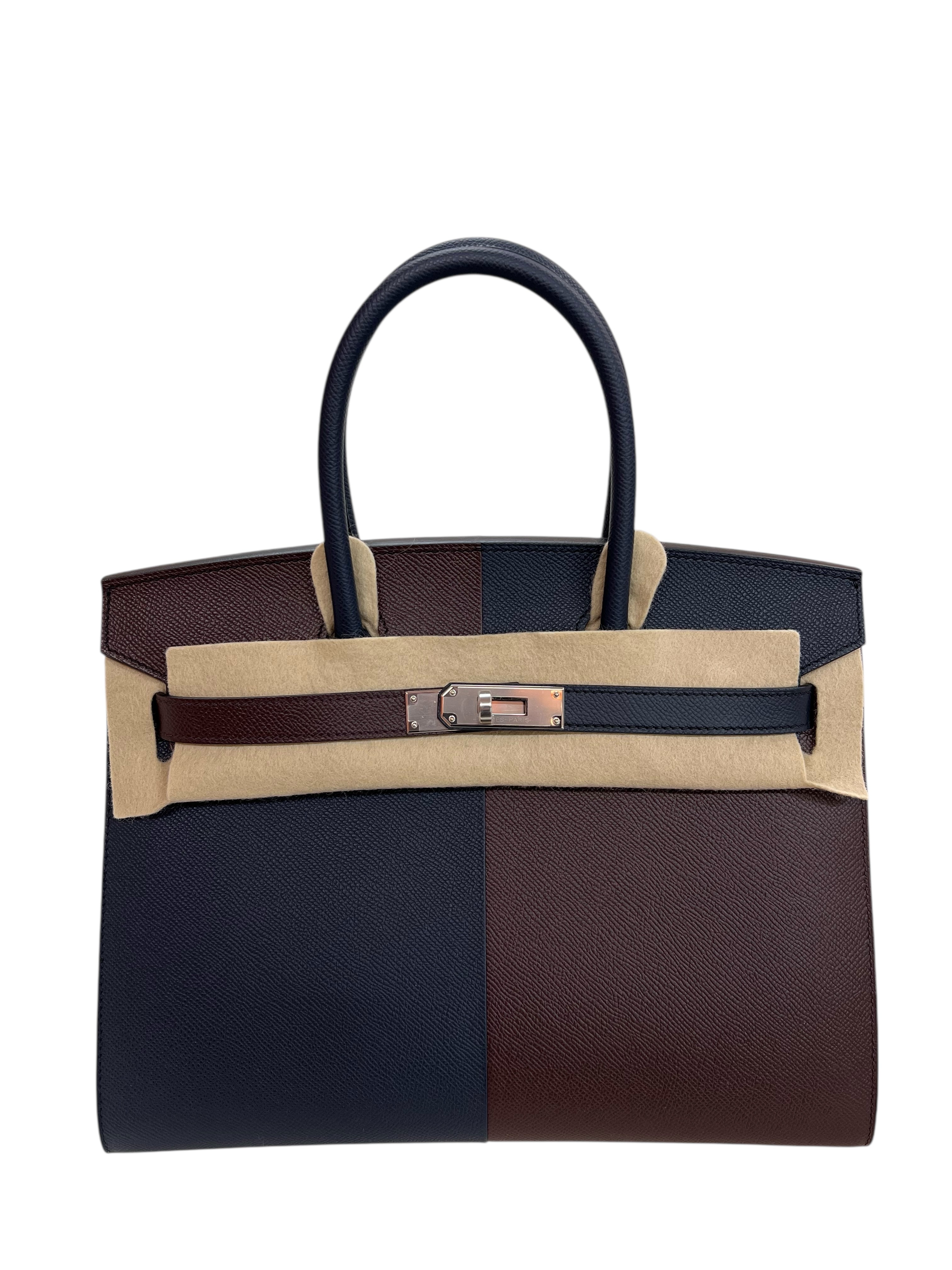 Hermes Birkin 30 Casaque Blue Indigo / Rouge Sellier / Rose Texas Epsom PHW #U SKCJB-286752