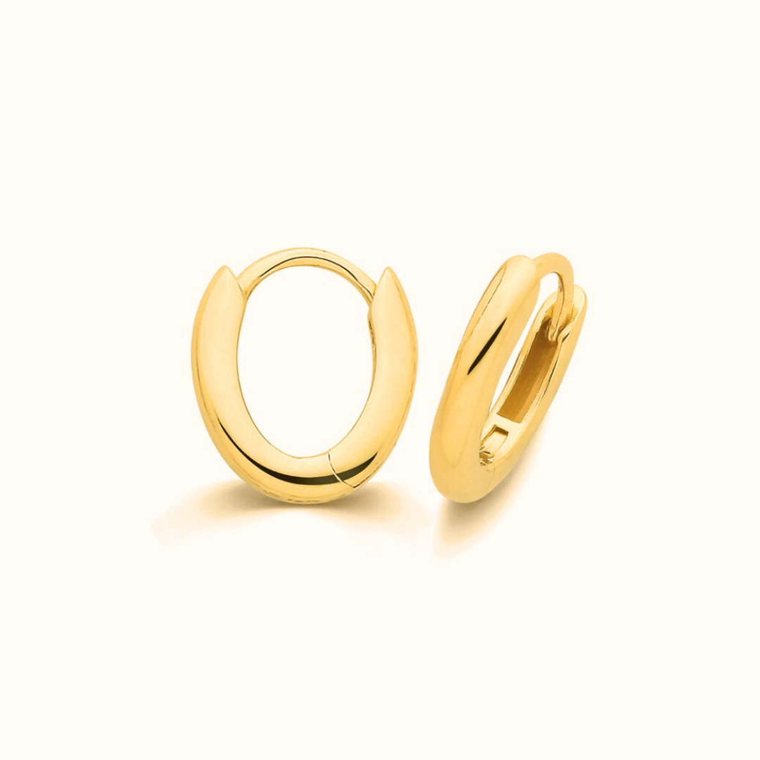 9ct Yellow Gold Oval Hoop Earrings