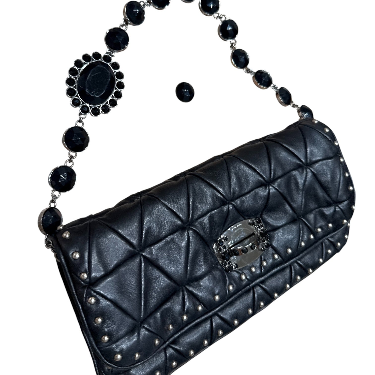 Miumiu Black Crystal Hobo Bag