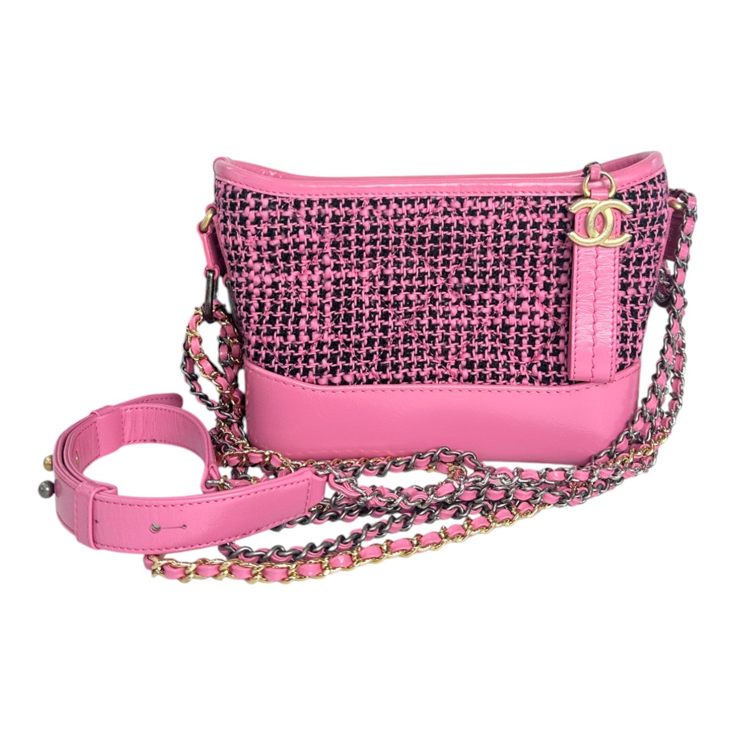 Chanel 19B Gabrielle Small Tweed Pink/Black Bag