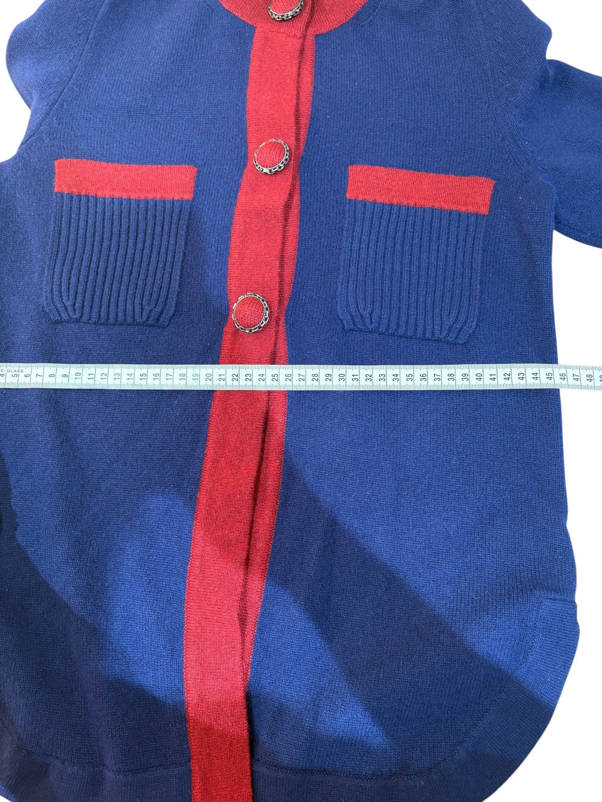 Chanel Cardigan Cashmere Blue/Red 36 Jacket