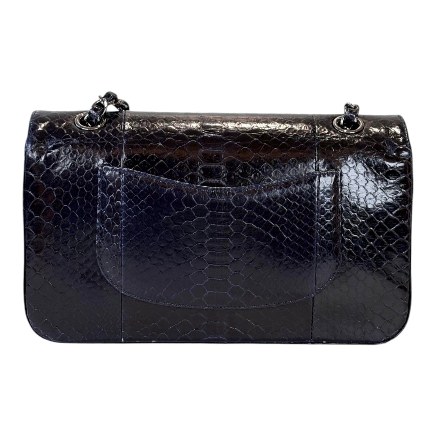 Chanel Classic Flap Medium Midnight Blue Python Bag
