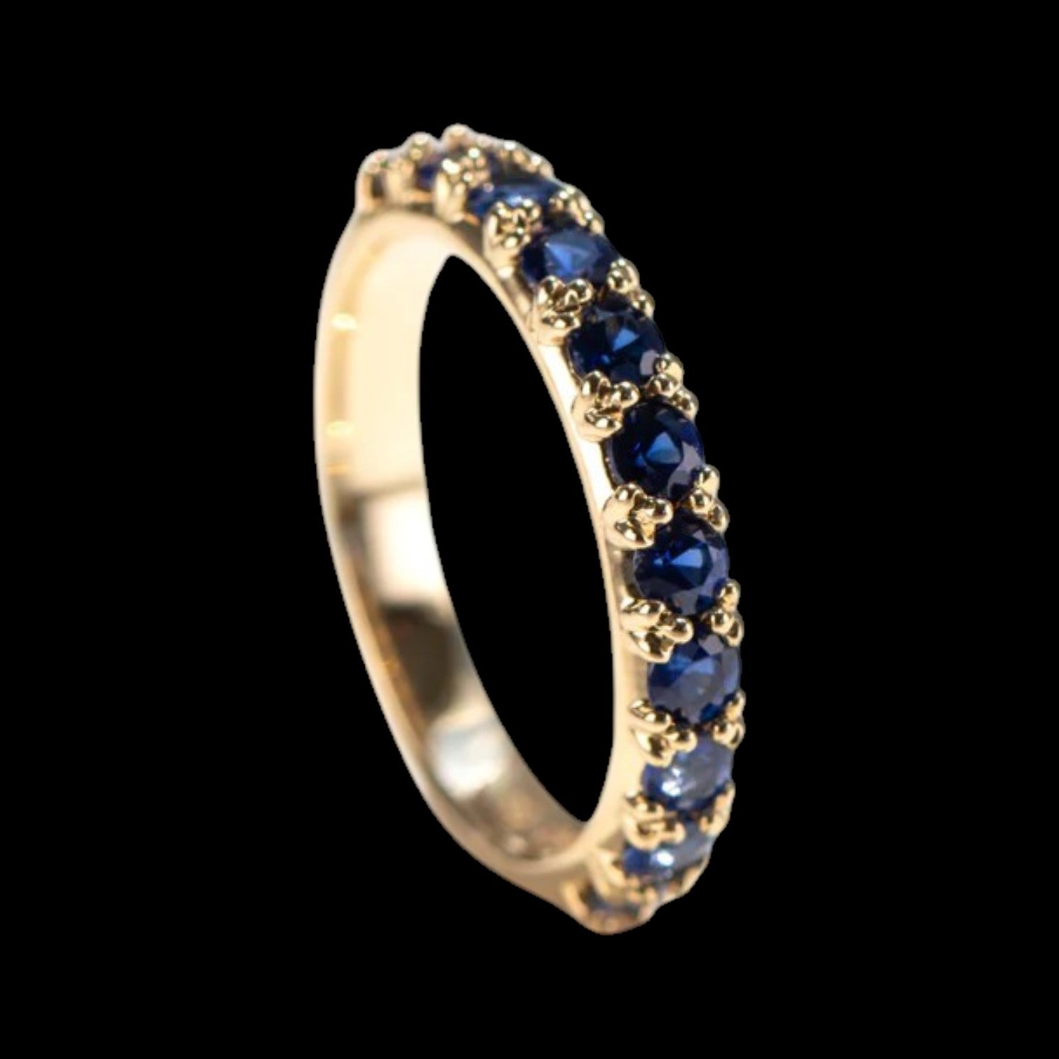 1.07ct Ceylon Blue Sapphire Eternity Ring set in 18K Yellow Gold