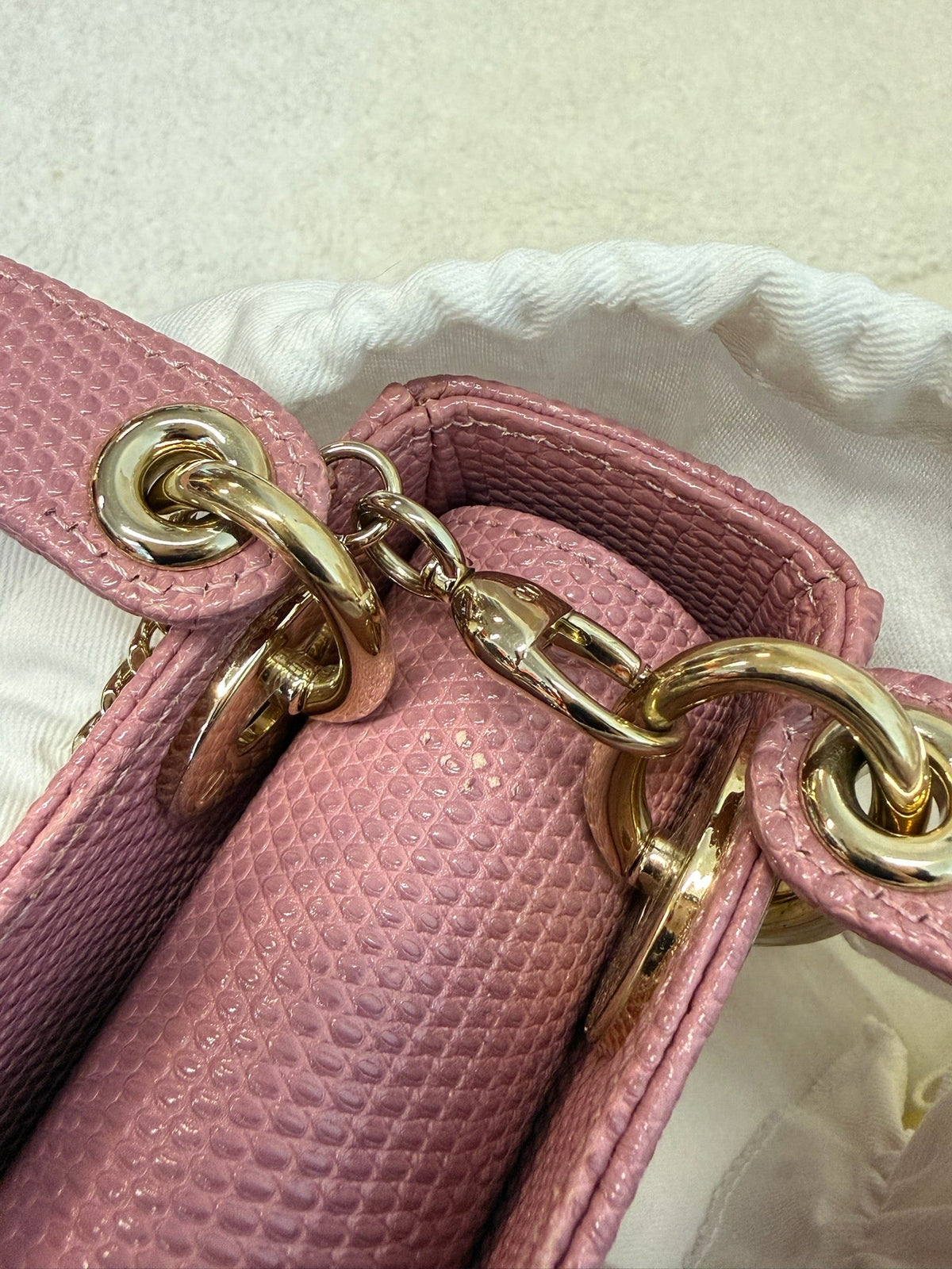 Christian Dior Mini Lady Dior Lizard - Pink Purple image 10