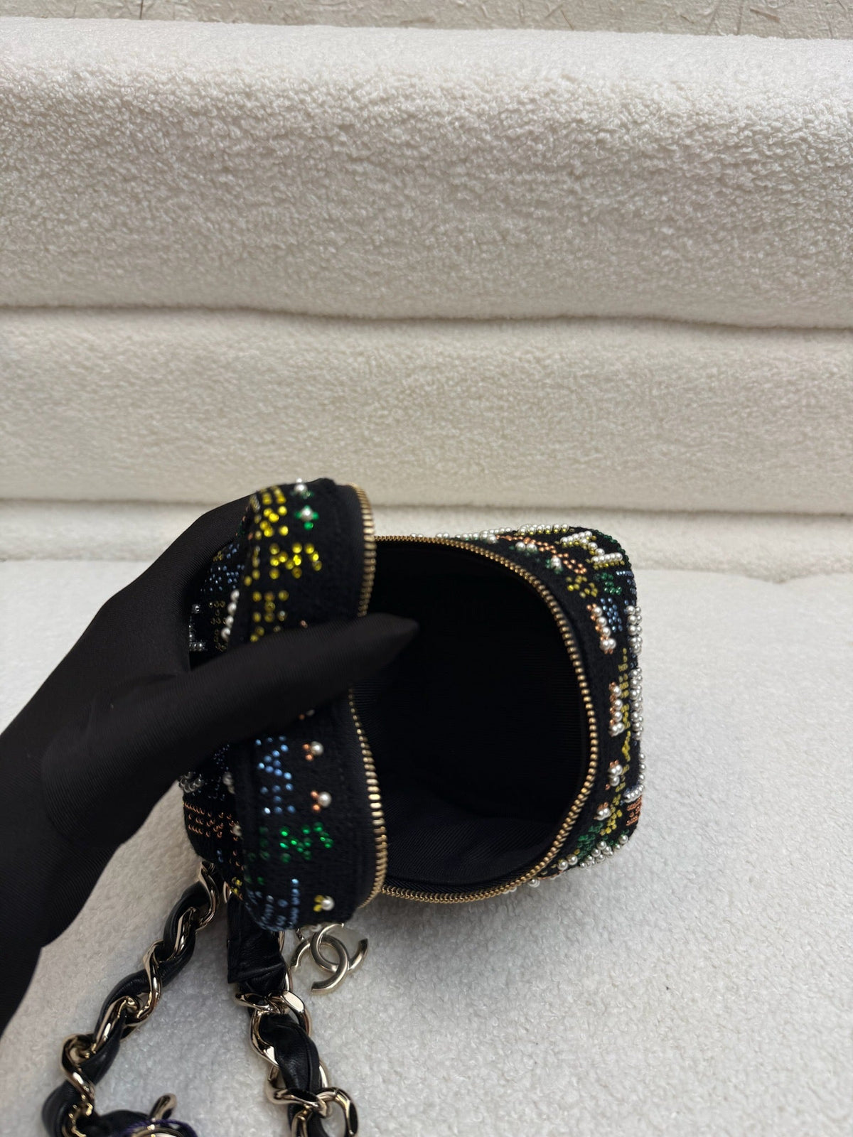 Chanel Mini Embellished Tweed Vanity Case - Black / Multicolor image 10