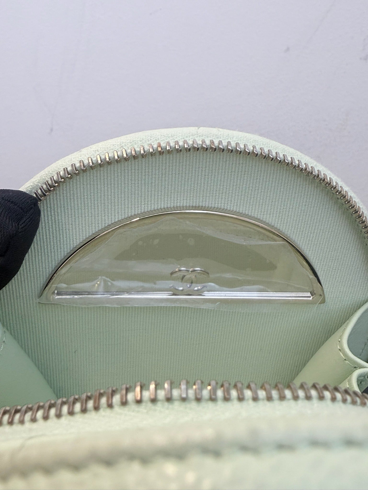 Chanel Apple Green Caviar Leather Round Vanity Bag with Top Handle image 10
