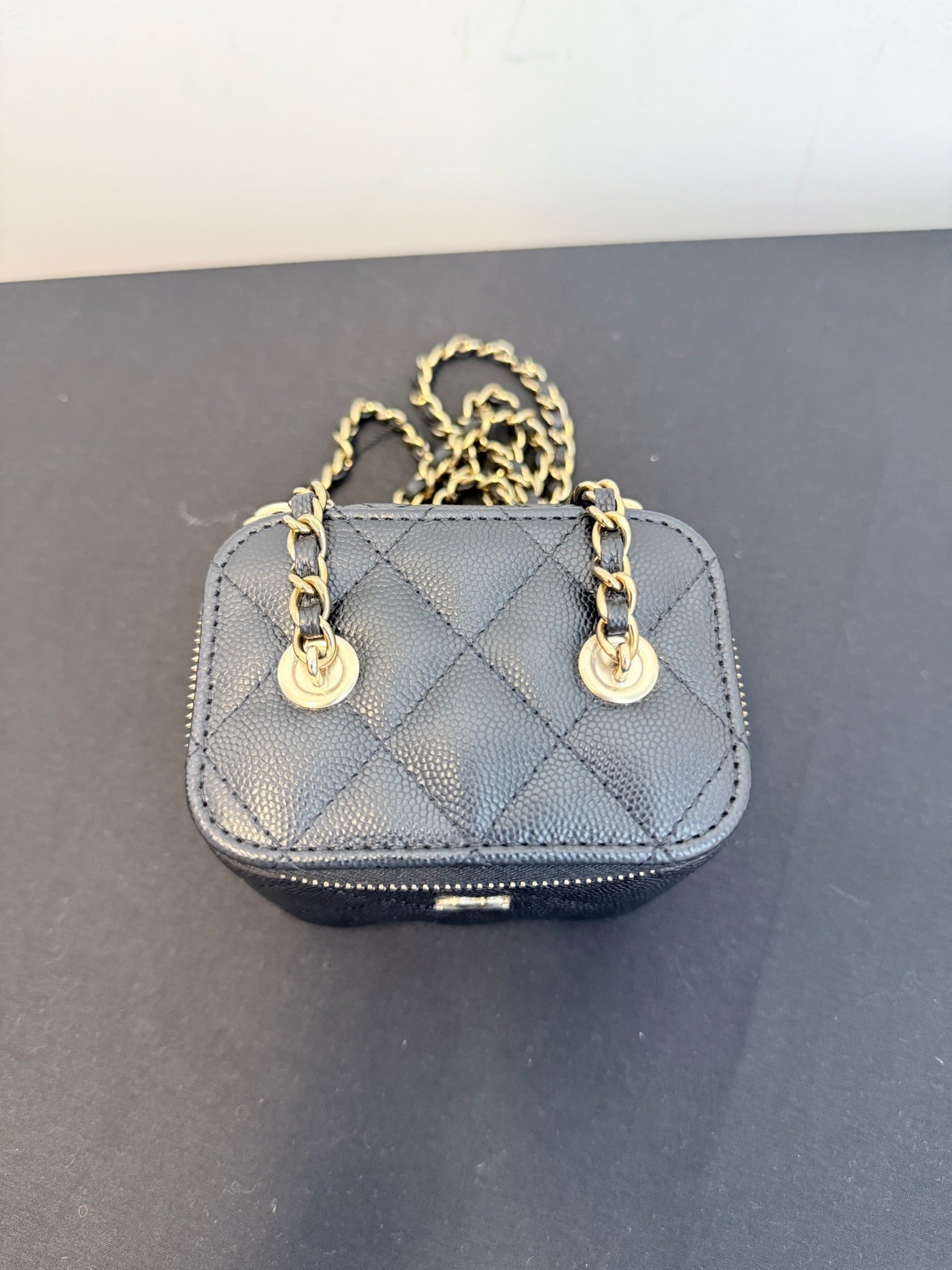 Chanel Black Lambskin Mini Vanity Case with Top Handle image 10