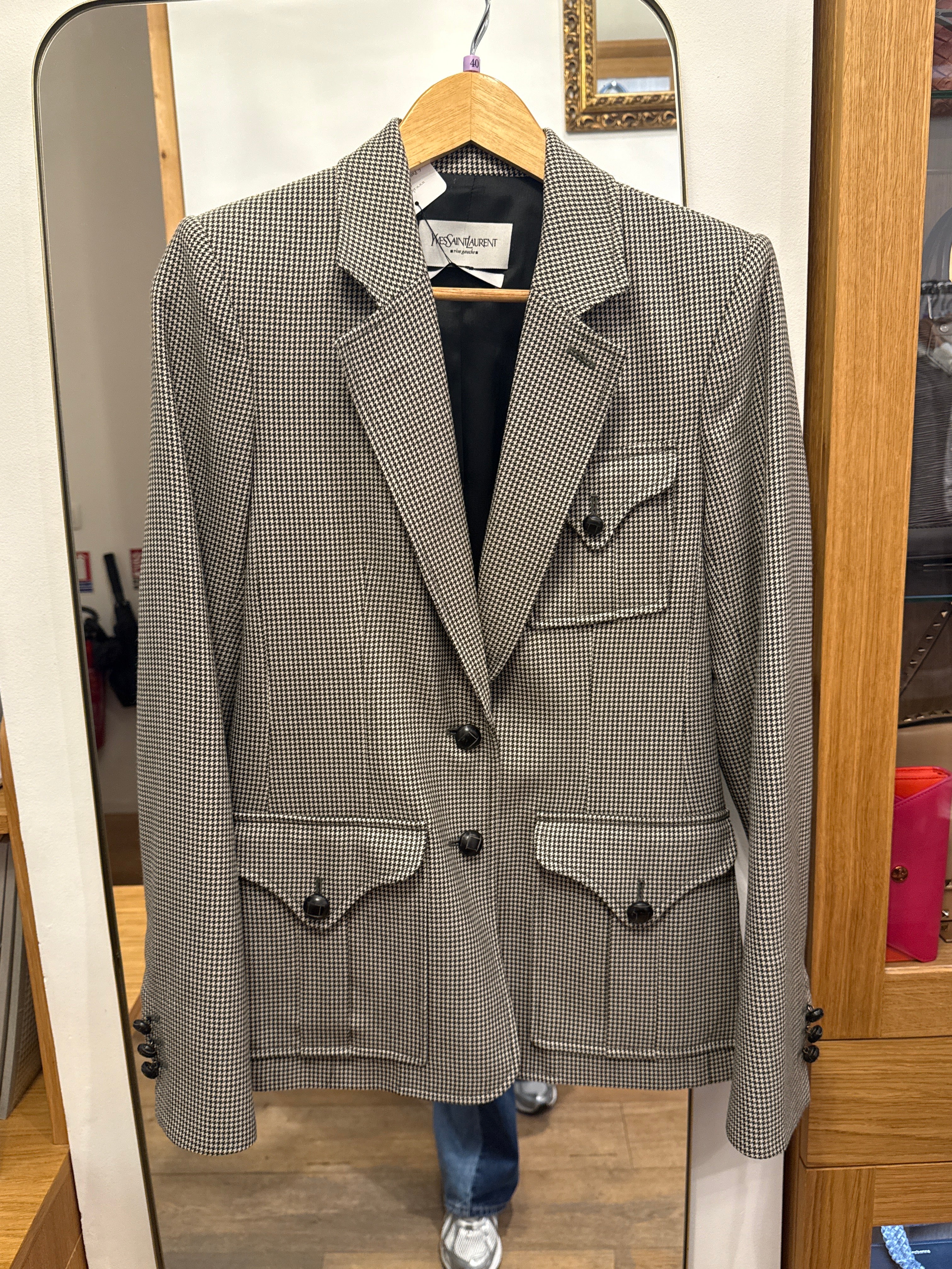 Yves Saint Laurent Green Houndstooth safari jacket AGC3622