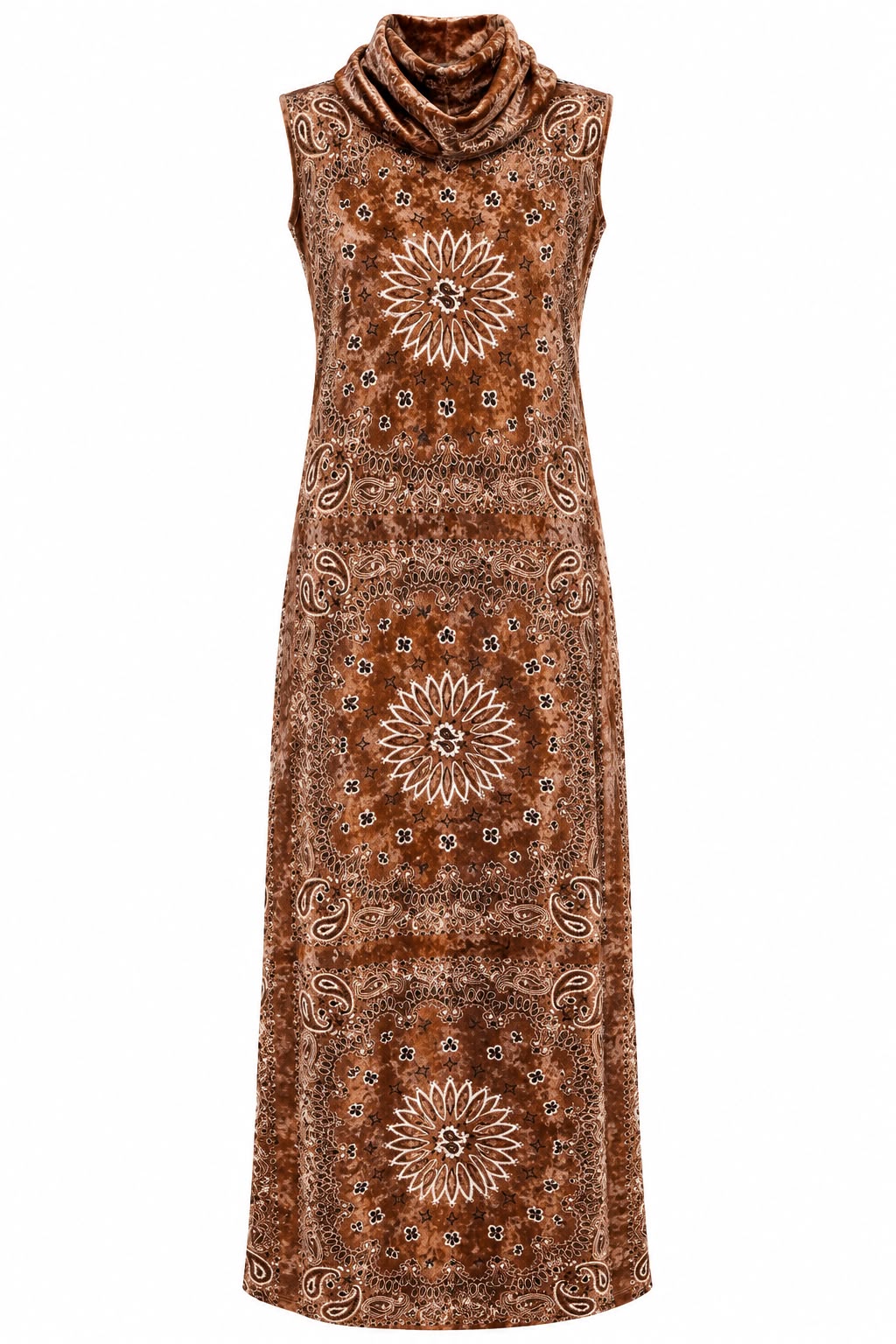 DRESS COSIMA VELVET BANDANA BROWN MCL13535