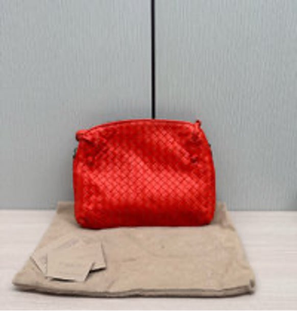 BV/Bottega Veneta Red Woven Shoulder Crossbody Camera Bag 3022607020213