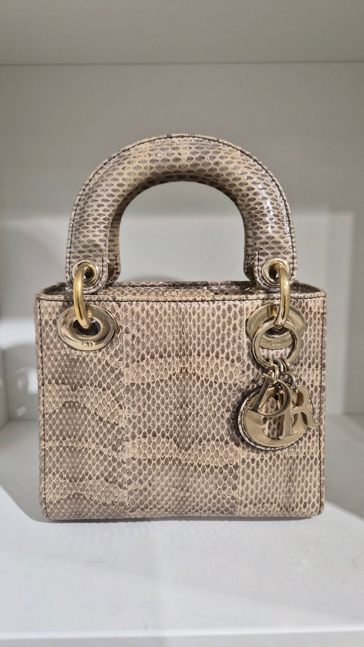Dior Lady Mini Exotic Python Desert Sand Gold Hardware SYC2350