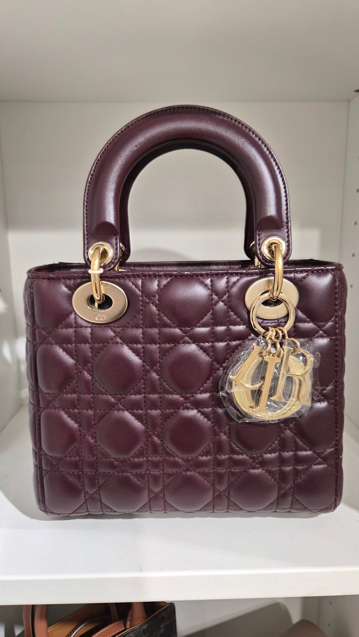 Dior Lady Small - Cannage Lambskin Prune Burgundy Gold Hardware SYC2346