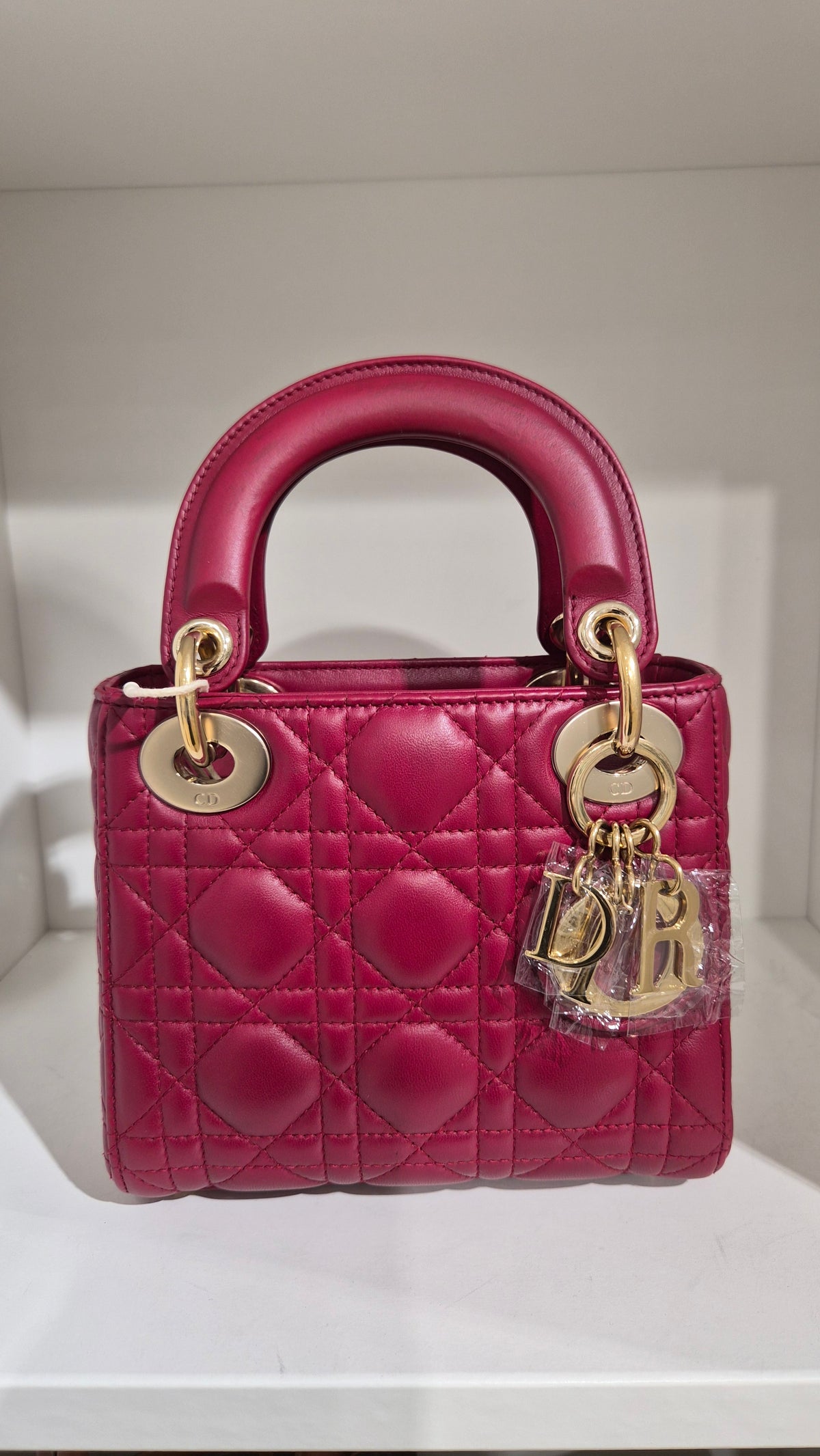 Dior Lady Mini Cannage Lambskin Deep Red Gold Hardware SYC2343