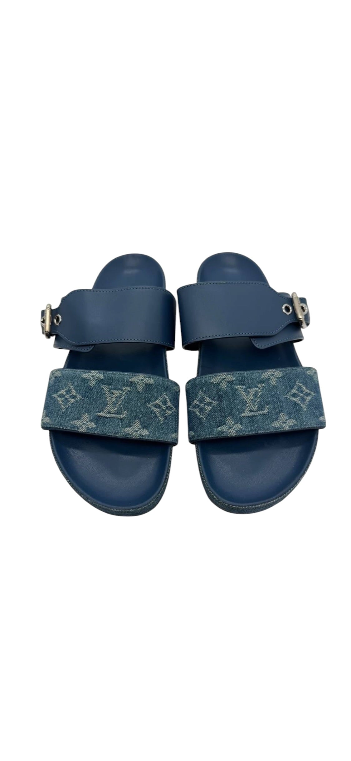 Louis Vuitton Denim Bom Dia Sandals Sz38 DLT8040