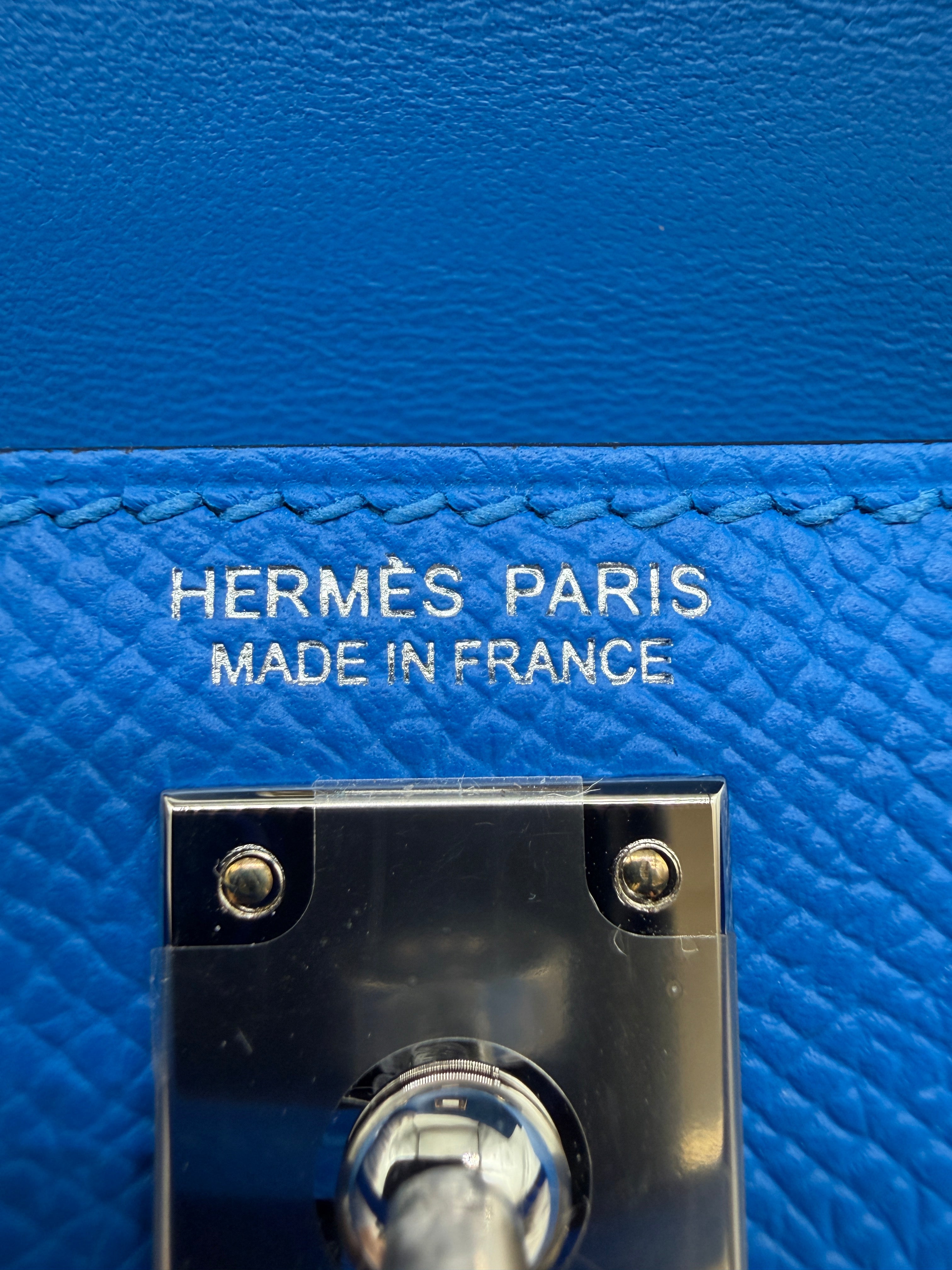 Hermès Mini Kelly Bleu Hydra Epsom Palladium Hardware