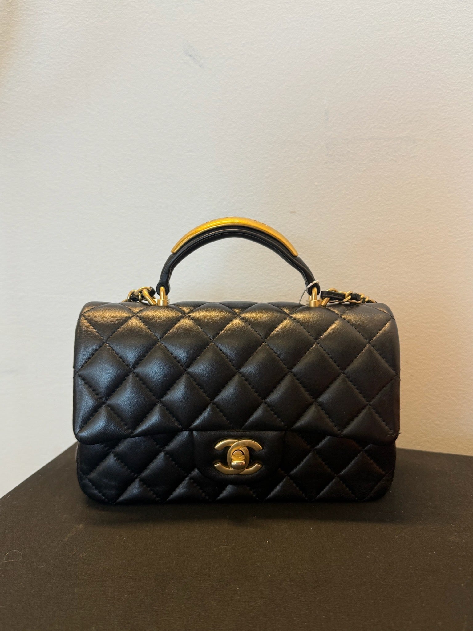 Chanel Mini Top Handle Flap Bag - Black image 11