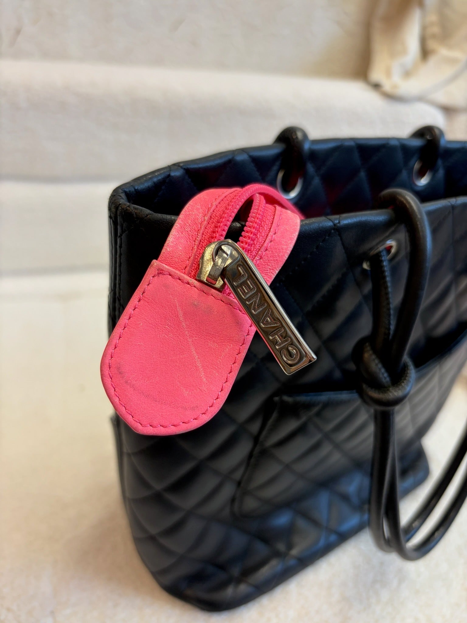 Chanel Cambon Tote Black with Patent Leather Logo image 11