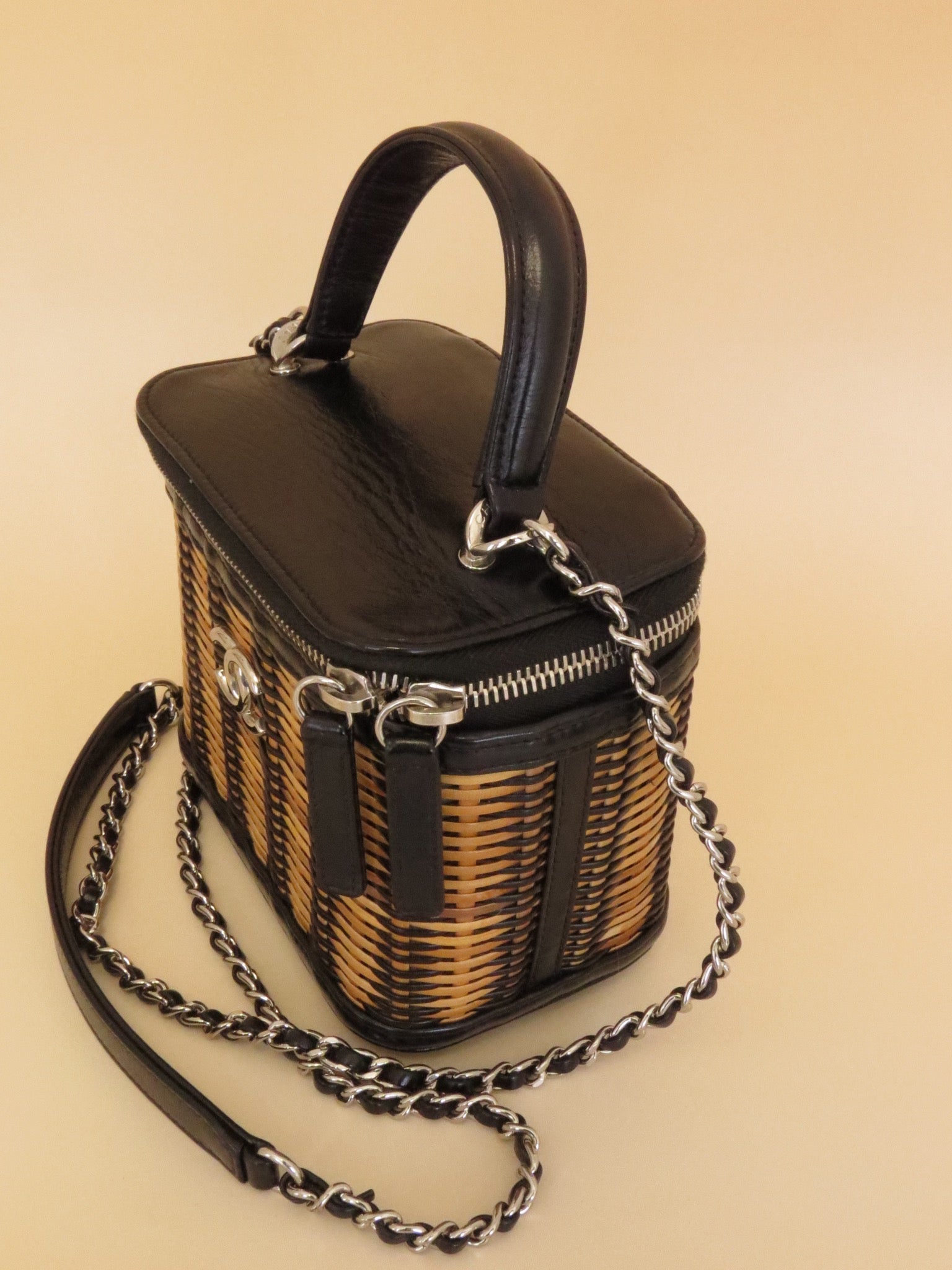 Chanel Woven Vanity Case - Black & Natural image 11