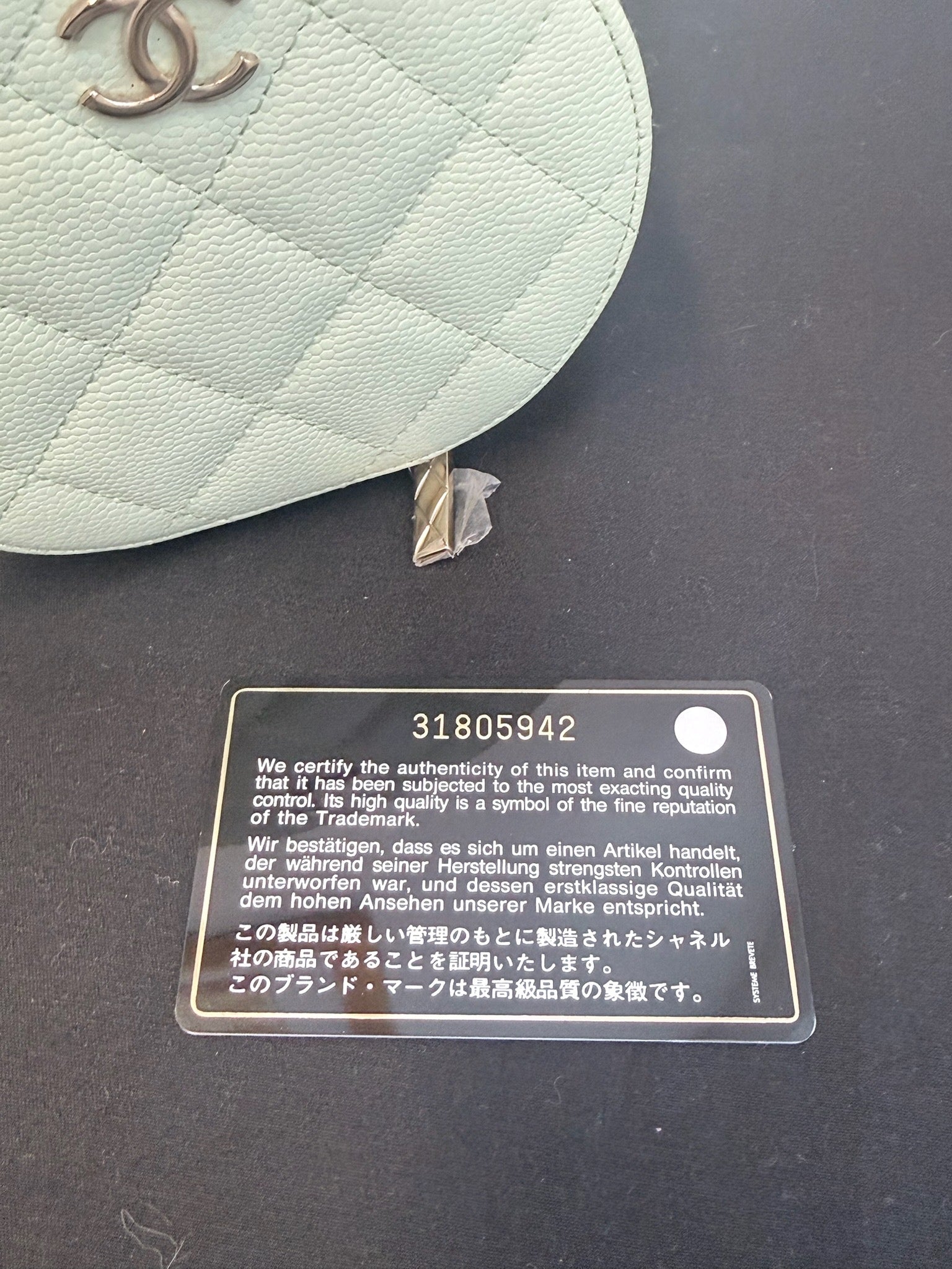 Chanel Apple Green Caviar Leather Round Vanity Bag with Top Handle image 11