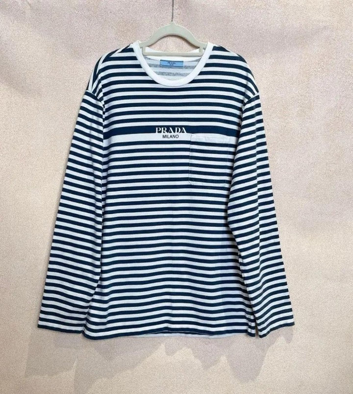 Prada blue and white striped knit sweater, size M SYCC2149