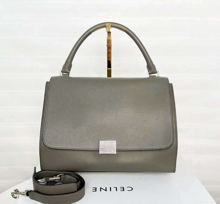Celine Grey Grained Calfskin 16 Top Handle Bag C19486771256